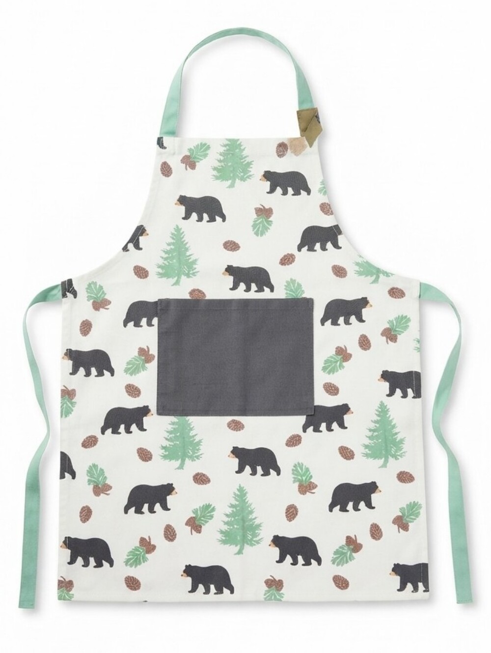 Virah Bella Bear & Pine Cone Print Kitchen Apron NWT